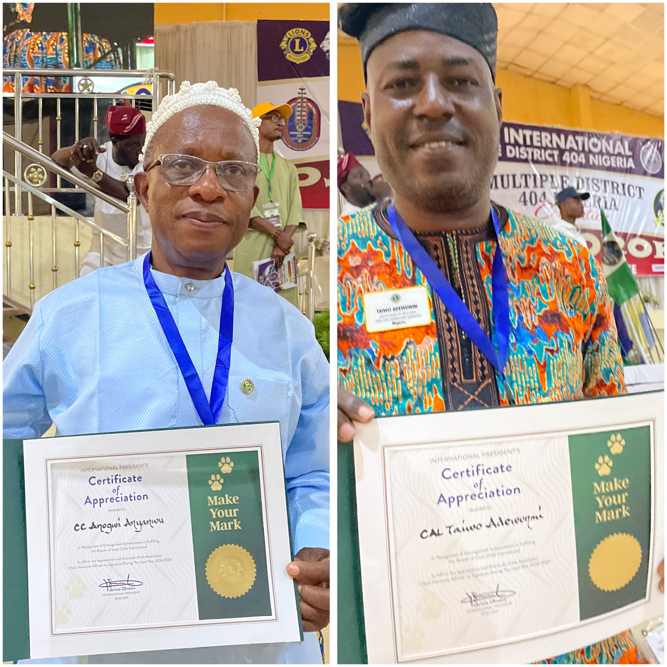 Lions Clubs International:CC Anyawu, CAL Adewumi Others Honored at MD404 Convention