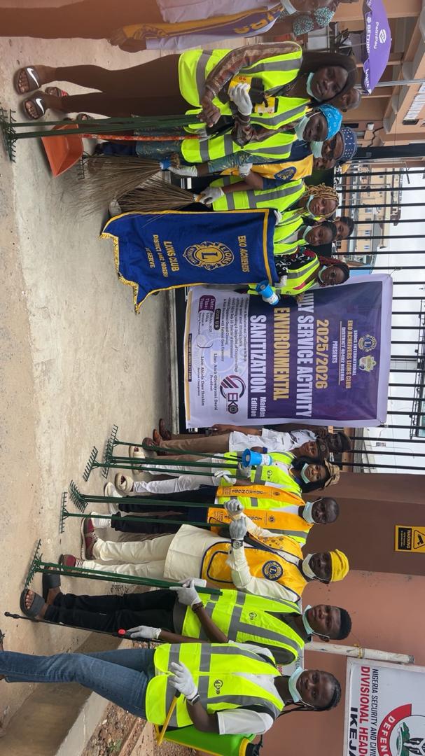 How Eko Achievers Lions Club Leads Mega Sanitation Drive at Computer Village, Donates Cleaning Supplies to Market, Police Post