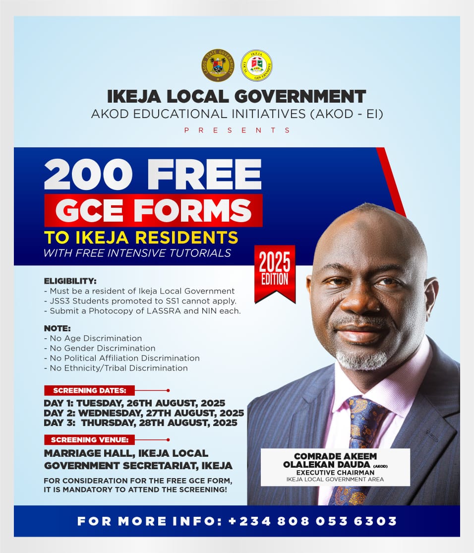 Ikeja LG Chairman Flags Off First Edition of AKOD–EI Free GCE Forms Initiative