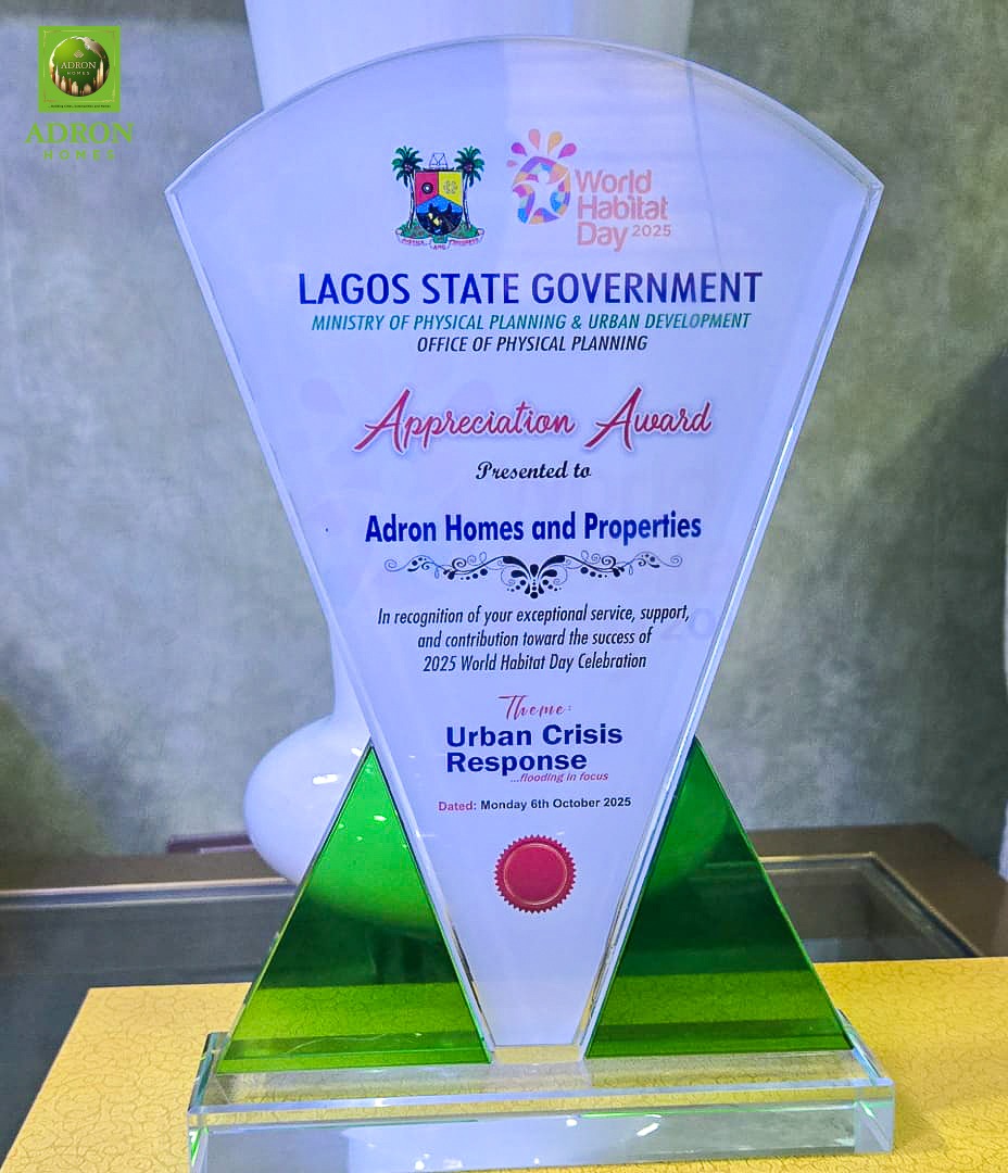 LAGOS STATE GOVERNMENT HONOURS ADRON HOMES FOR CONTRIBUTIONS TO SUSTAINABLE URBAN DEVELOPMENT